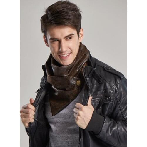 Couverture foulard luxury neck warmer with snaps men scarf fashion Simple Vegan Leather Scarf gift idea Unisex