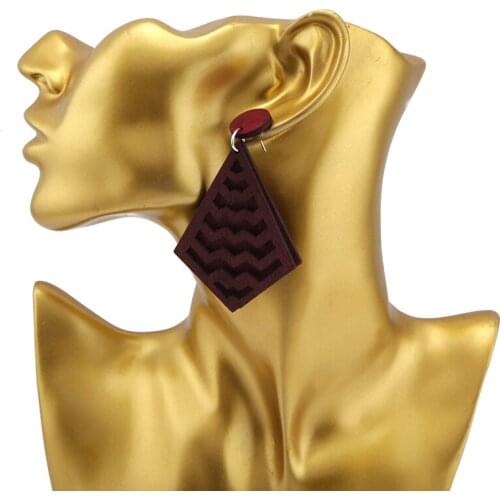 SANSHOOR New Fashion Bohemian Stud Wooden Earrings Double Wave Afrocentric Ethnic Jewelry As Women Valentines Day Gifts 6Pairs