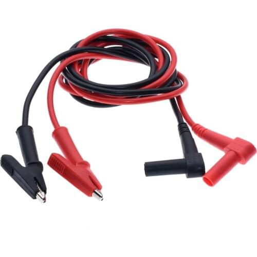 1Pair Right angle Banana Plug to Alligator Clip Test Lead Crocodile Clip Lab Test Cable with Banana Plug Heavy Duty 1M Long