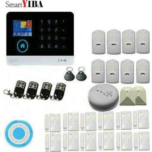 SmartYIBA Wireless Home Burglar Security Alarm IOS/Android Apps Control WIFI GSM SMS PIR Sensor Smoke/Glass Break Detection