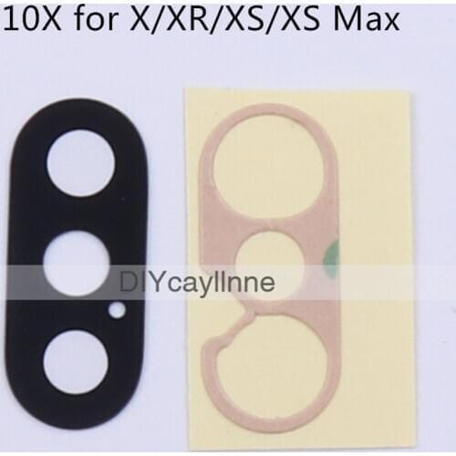 10set Back Camera Glass for iPhone X XS XSM XR Rear Cam Lens Cover Ring 3M Sticker Adhesive Replacement Parts