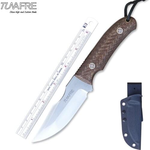 2021 Tunafire Outdoor Tactical Camping Knife Fixed Blade Knives High-end Micarta Handle D2 Stainless Steel Survival EDC Tools