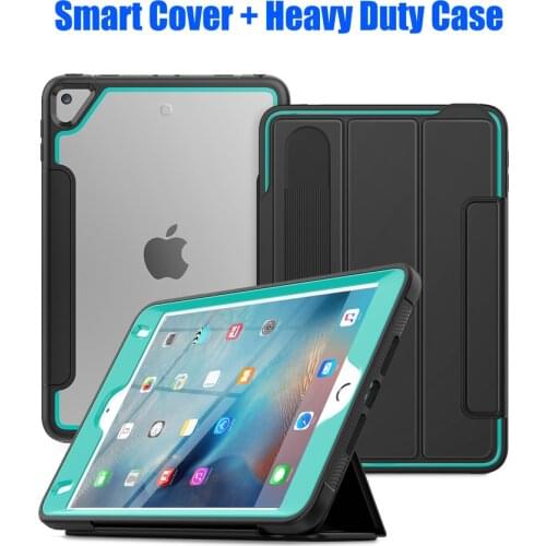 Smart Cover+Silicone TPU Case For iPad Mini 5 4 Air4 10.9 10.2 9.7 Kids Safe Heavy Duty Armor Shockproof For iPad Pro 11 12