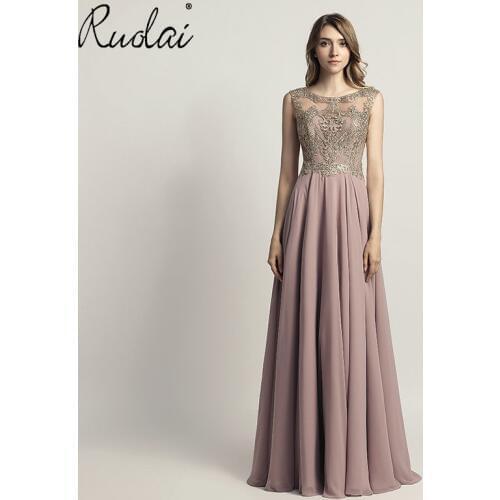 In Stock Evening Dresses Long Sleeveless A-Line Beaded Evening Patrty Gown Sexy Prom Dresses vestidos de fiesta de noche