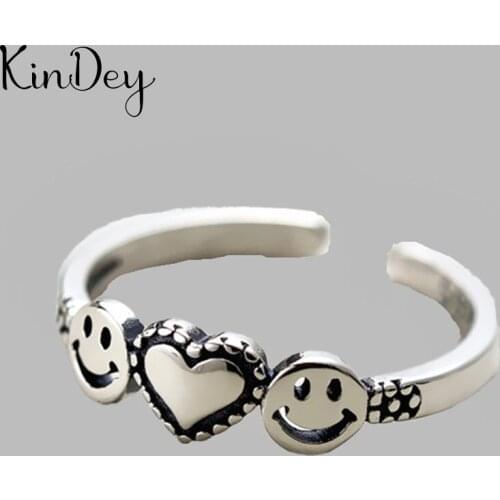 Boho Vintage Silver Color Heart Rings for Women Lover Finger Ring Valentines Day Gifts 2020