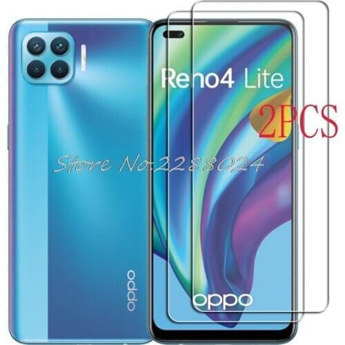 2PCS FOR OPPO Reno4 Lite Tempered Glass Protective On Reno 4 4Lite F17 Pro A93 CPH2125 Screen Protector Film Cover
