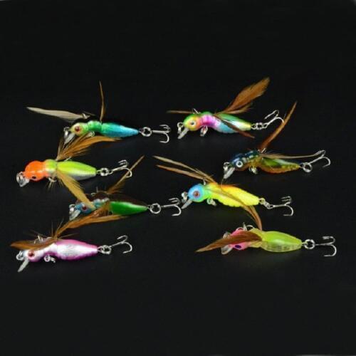 1-2pcs Artificial Bee-Shaped Fishing Lure 4.5cm 3.6g Butter Fly Insects Salmon Flies Trout Lure with treble hooks Fishing Tackle