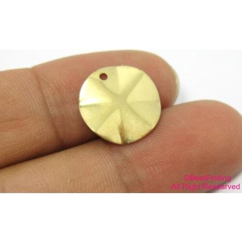 100pcs Brass pendant 15mm Wave round brass earrings charms with 1hole R380