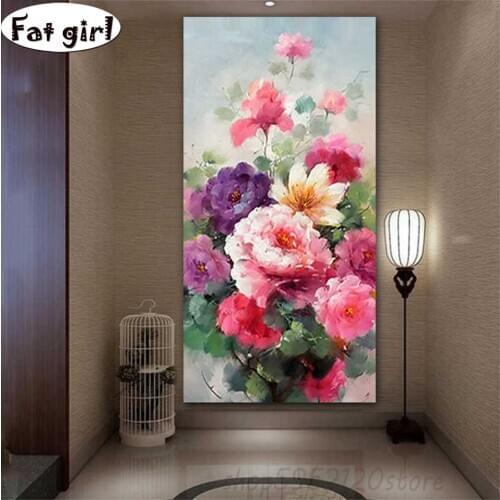 Full Square Drill 5D Diy Diamond Painting Peony Flower Embroidery Cross Stitch sale Mosaic large size handmade hobby Home Decor