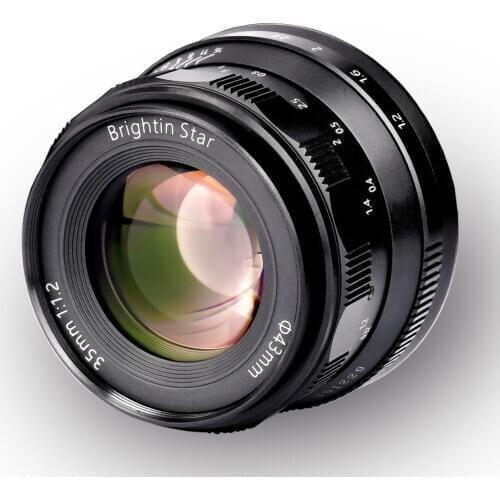 Brightin Star 35mm F1.2 Manual Focus Prime Lens for Mirrorless Cameras Fujifilm Fuji X FX Canon EF-M Sony E M4/3 Nikon Z Mount