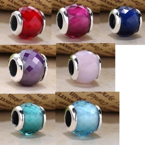 Free Shipping Authentic 925 Sterling Silver Red Blue Murano Glass Bead Fit Original Bracelet For Women DIY Jewelry S925 Charms