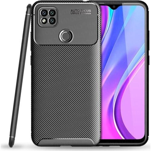 For Xiaomi Redmi 9C Case Cover Soft Silicone Anti-knock Bumper Matte Carbon Fiber Back Cover Redmi 9C Phone Case For Redmi 9C