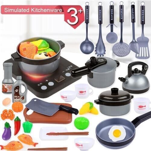 Children Pretend Play Boys Girls Educational Toys Simulation Kids Miniature Kitchen Utensils Cooking Set Pot And Pan Cookware