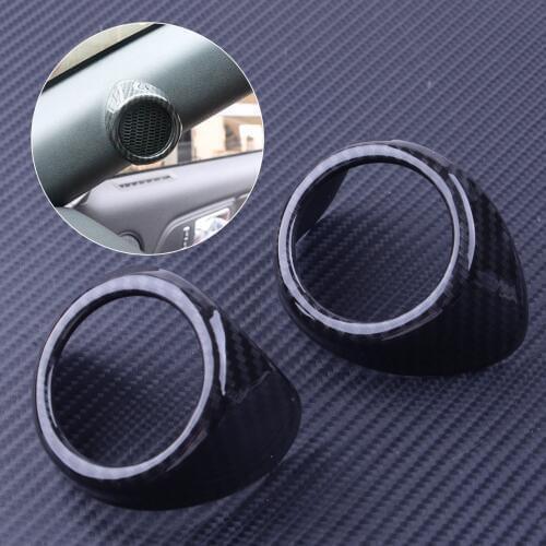 DWCX 1 Pair Carbon Fiber A pillar Car Door Stereo Speaker Cover Trim Column Tweeter fit for Ford Mustang 2015 2016 2017 2018