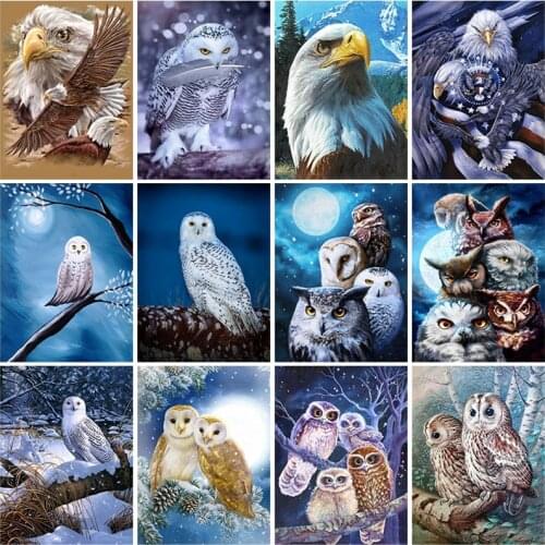 Eagle DIY 5D Diamond Painting Animals Owl Full Round Drill Rhinestone Cross Stitch Diamond Embroidery Mosaic Wall Art Gift