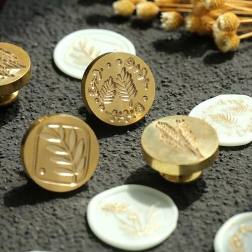 Aesthetic Plant Fire Lacquer Seal Box Leaf Wax Stamp Leaf Wreath Wax Seal Envelope Wedding Invitation Decoration