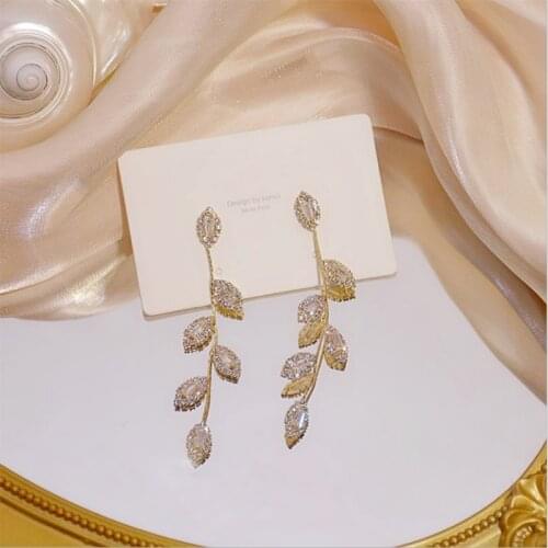 Korean New Fashion Luxury Long Tassel Dangle Earrings for Women Gold Crystal Rhinestone Statement Geometric Trend Jewelry Gift