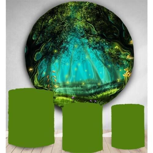 Circle panel backdrop Fantastic Forest Spring Jungle Pathway Rainforest Photography Background Wonderland Trees Plant studio