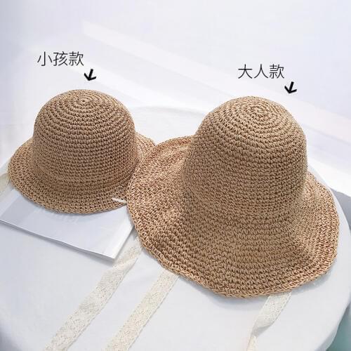 Summer Sun Hats For Kids Girls and Mother Straw Sun Hat Lady Lace Panma Beach Hat Floppy Female Travel Folding Chapeu