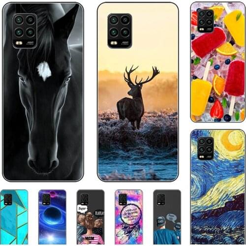 Fashion Bumper Cute Case For Xiaomi Mi 10 Lite 5G Case For Xiaomi 10 Mi 10 Pro 5G Soft Silicone Cat Horse Flower Cover Shell