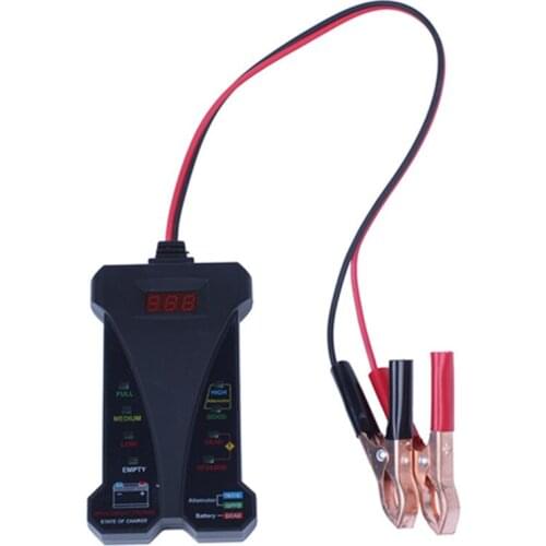 MP0514A 12V Digital Battery Tester Voltmeter and Charging System Analyzer with LCD Display and LED Indication - BLACK VERSION