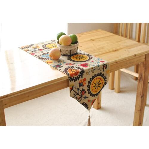 Southeast asia style countryside style table runner wholesale embroider table runner for wedding hotel dinner party