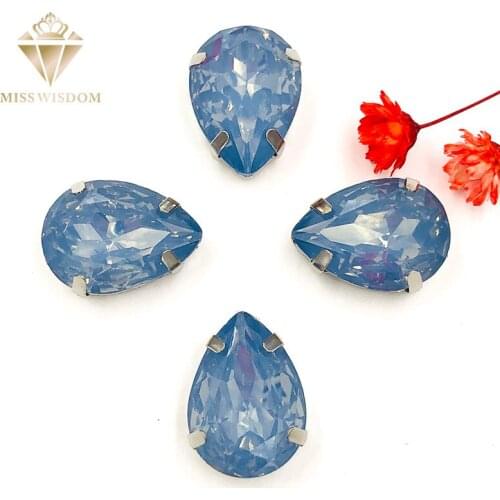 NEW Matt Light blue opal teardrop sew on rhinestones with claw flatback Resin loose rhinestones DIY garment Accessories