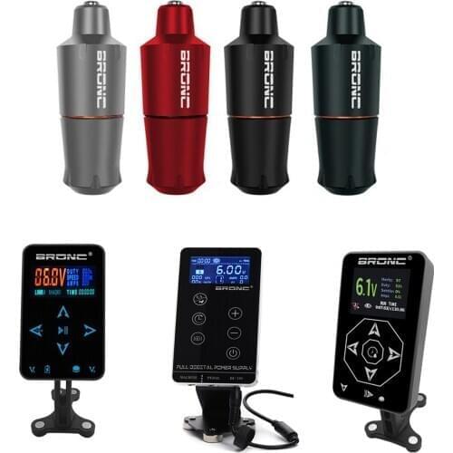 Original BRONC V9 Permanent Makeup Short Tattoo Machine Pen With New BRONC Tattoo Power For Tattoo Pen Machine Kit Set Supply