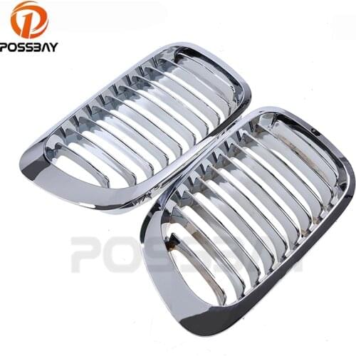 POSSBAY Front Grille Chrome For BMW 3-Series E46 Coupe 1999-2003 Pre-facelift Auto Car Center Wide Kidney Hood Grille Grills
