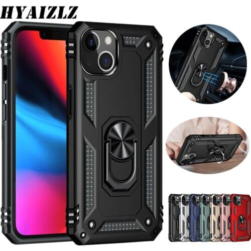 Shockproof Armor Magnetic Car Case for iPhone 13 12 Mini 11 Pro Max Back Cover Ring Holder Hidden Kickstand Protect Phone Fundas