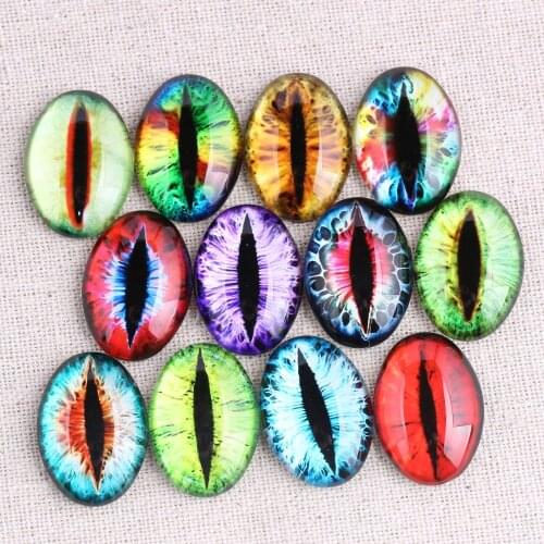 Reidgaller Mixed cat eyes photo oval glass cabochon 10x14mm 13x18mm 18x25mm diy flat back handmade jewelry findings
