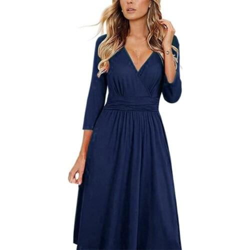 Christmas Casual Dresses for women 2021 Solid Color All Match Loose Hem Leopard Print Lady Dress for Work