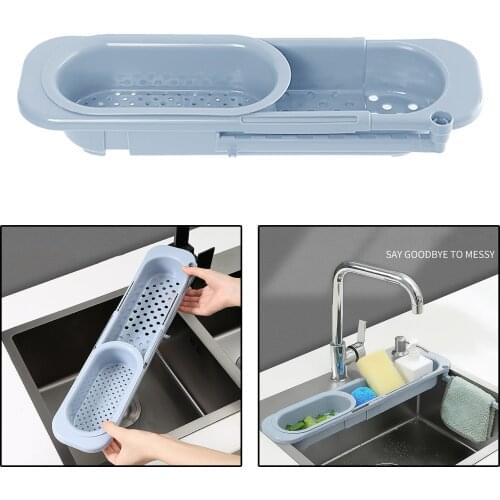 Modern Telescopic Sink Rack Scrubbers Sponge Holder Storage Drain Basket Easy Sink Drain Shelf Telescopic Sink Holder