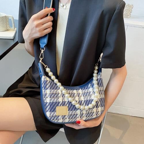 Underarm Bag Shoulder Bag Female Designer Handbag Purse Dumpling Women Bag Fashion Denim Beaded 2021 All-match PU Leather Zipper