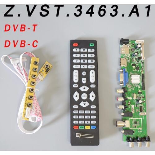 Z.VST.3463.A1 V56 V59 Universal LCD Driver Board Support DVB-T2 TV Board+7 Key Switch+IR