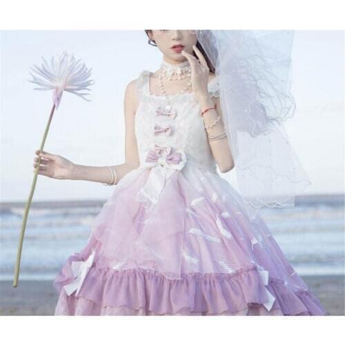 Japanese Sweet Kawaii Jsk Lolita Dress For Girl Printing Bowknot Vintage Women Clothes Princess Party Dress D090