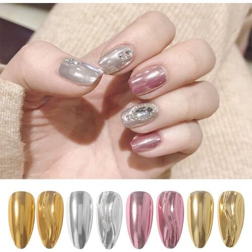 HNUIX Mirror manicure pigment powder nail polish flash metallic color manicure UV gel polishing rose gold silver decoration