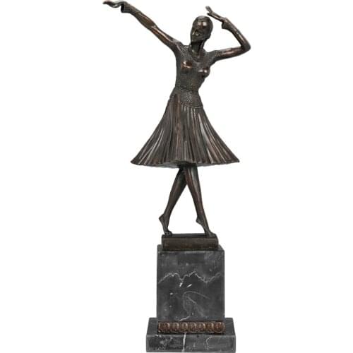 Female Dance Statue Figurine Bronze Antique Western Art Sculpture Copper Material 39 CM/ 15.4 Inch