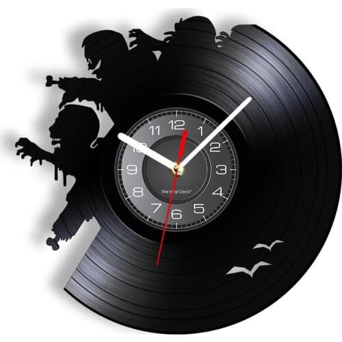 Creepy Zombie Outbreak Vinyl Record Clock ECCI Horror Panic Retro Silent Quartz Wall Watch Zombie Lover Sign For Halloween Decor