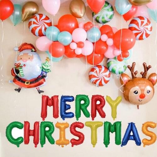 1set Merry Christmas Gold Letter Aluminum Foil Balloons Set Christmas Decoration 2022 NEW Year Scene Layout Kids Toys Globos