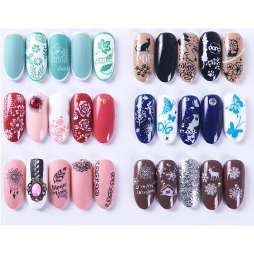 1pcs 12x4cm Nail Stamping Plates Leaf Flowers Butterfly Cat Nail Art Stamp Templates Stencils Design Polish Manicure