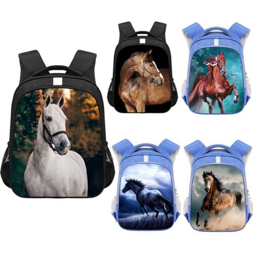 13 Inch War Horse Backpack Children School Bags for Boys Girls Pony Rucksack Kids Kindergarten Bag Schoolbags Gift Bookbag