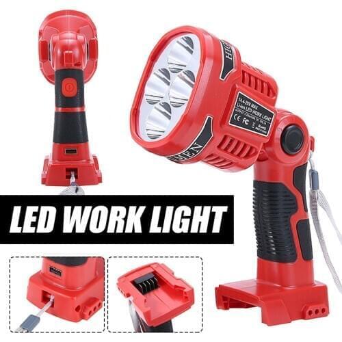 18V Strong Light Searchlight Outdoor Work Lighting LED Flashlight Rechargeable Li-ion Battery LED Torch Lamp
