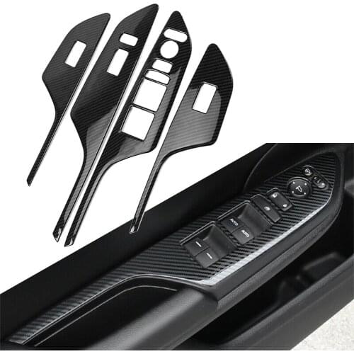 4Pcs Car Window Lift Panel Switch Trim Decoration FOR HONDA Civic 10th 2016 2017 2018 2019 2020 Carbon Fiber ABS Plastic
