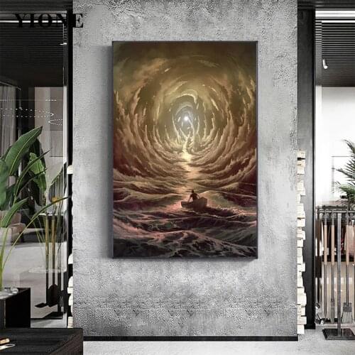 Abstract Surrealism Desert Sky Clouds Sea Ocean Canvas Art Posters and Prints Wall Picture Home Decoration Painting for Bedroom