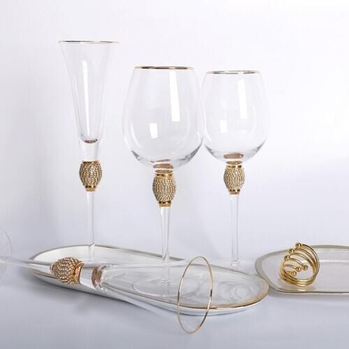 Wine Glass With Golden Rim Goblet Diamond Drinkware Lead-free Champagne Glass Cocktail Cup 1pc Christmas Gift Tableware