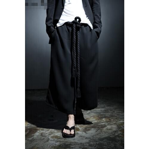 Mens trousers spring black loose fashion casual wide-leg trousers mens nine minutes big bell bottoms black Yamamoto style