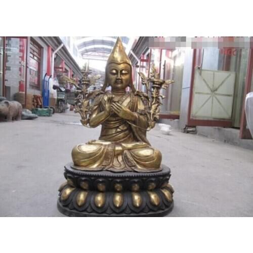Fast shipping USPS to USA S2702 29 Tibet Buddhist Temple Bronze Gild Tsong-kha-pa Guru Tsongkhapa Buddha Statue
