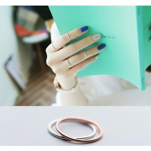 Coluswei 100% Real 925 Sterling Silver Simple Thin Finger Ring for Women Rose Gold Color Fashion Band Fine Korea Style Jewelry