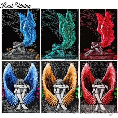 Depraved Angel Wings 5D diy Diamond Painting Full Round Drill Craft Home Decoration Characters Series Hanging Painting T71